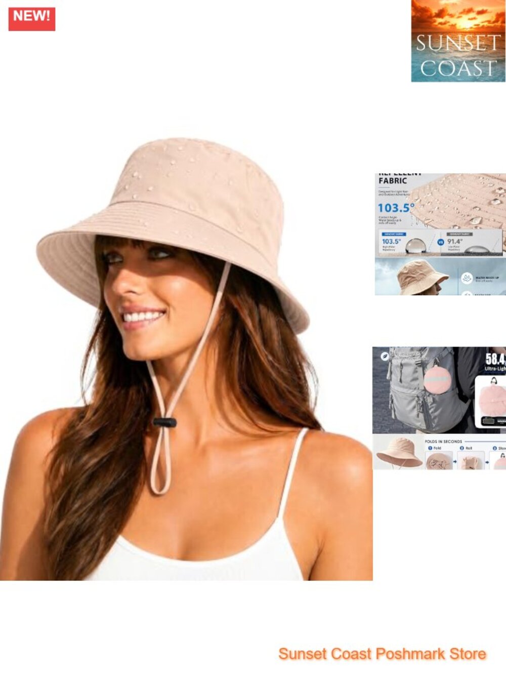 Water-Resistant UPF 50+ Sun Bucket Hat Packable Brimmed